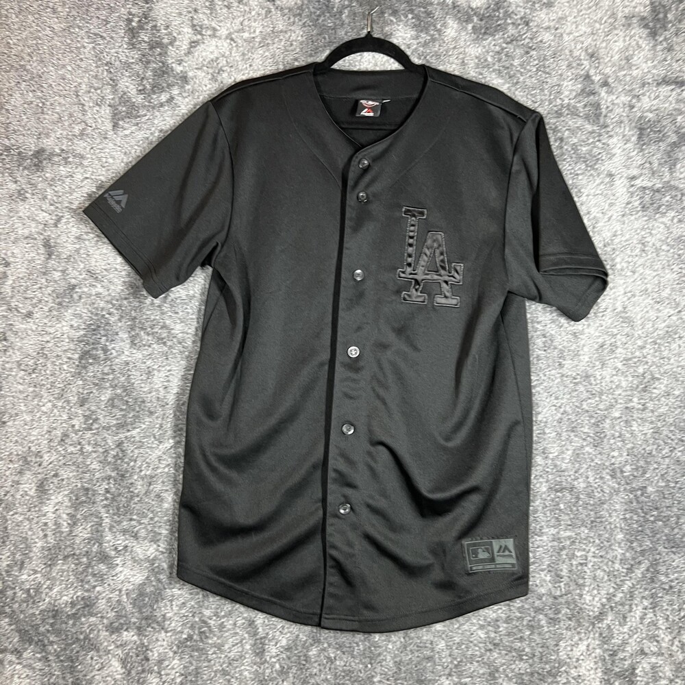 Los Angelos Dodgers Shirt Mens S-M Black Short Sleeve Button Up Baseball Jersey